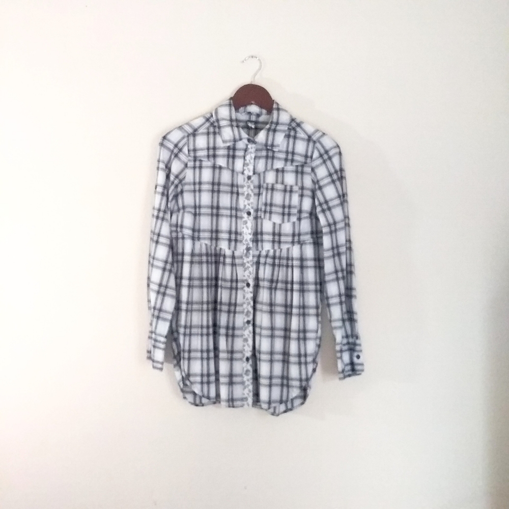 Free People small plaid button-up blouse